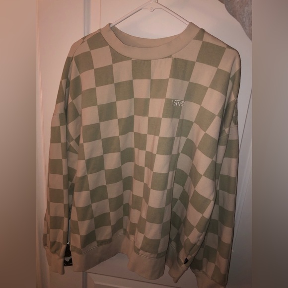 Vans Jackets & Blazers - Olive green checkered sweatshirt